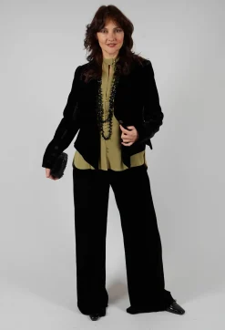 Cropped Velvet Jacket in Black