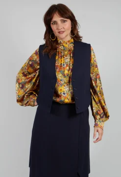 Cropped Waistcoat in Blue Nights