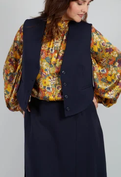 Cropped Waistcoat in Blue Nights