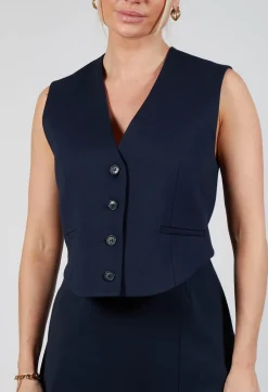 Cropped Waistcoat in Blue Nights