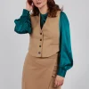 Cropped Waistcoat in Camel