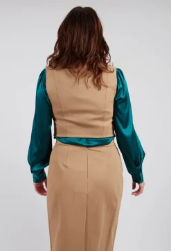 Cropped Waistcoat in Camel