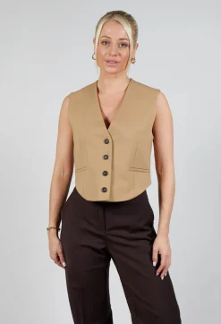 Cropped Waistcoat in Camel