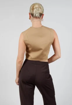 Cropped Waistcoat in Camel