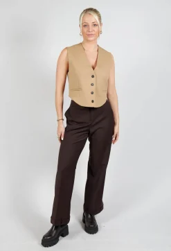 Cropped Waistcoat in Camel