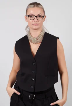 Cropped Waistcoat in Nero