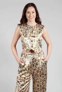 Cropped Waistcoat in Petite Fleurs
