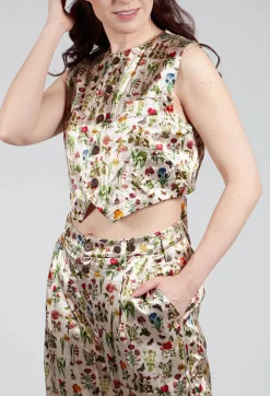 Cropped Waistcoat in Petite Fleurs