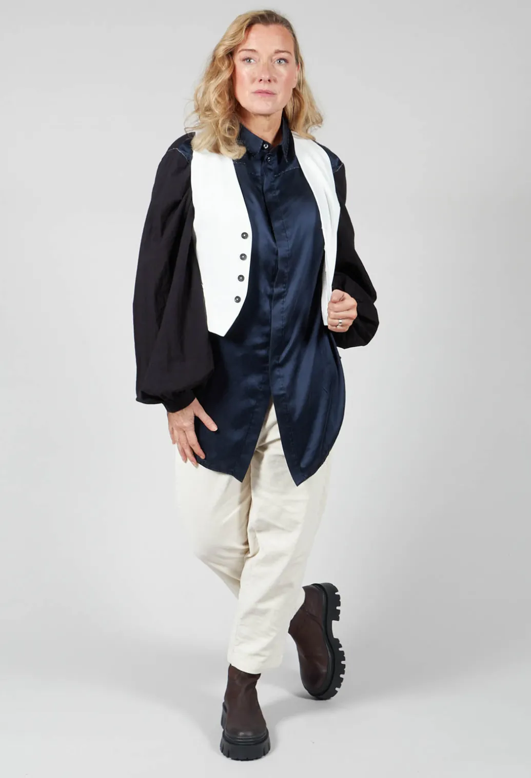 Cropped Waistcoat in White