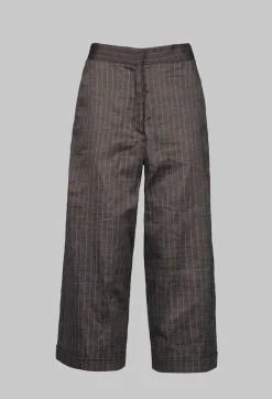 Cropped Wide Fit Striped Tailored Trousers in Balinese Fango