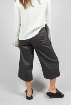 Cropped Wide Fit Striped Tailored Trousers in Balinese Fango