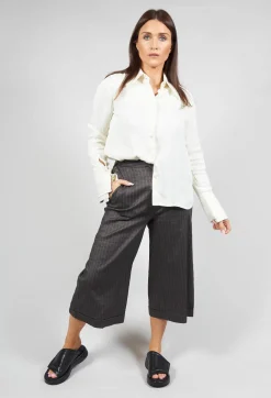 Cropped Wide Fit Striped Tailored Trousers in Balinese Fango