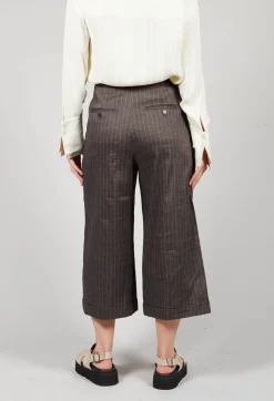 Cropped Wide Fit Striped Tailored Trousers in Balinese Fango