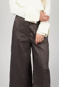 Cropped Wide Fit Striped Tailored Trousers in Balinese Fango