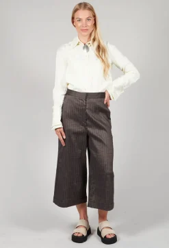 Cropped Wide Fit Striped Tailored Trousers in Balinese Fango