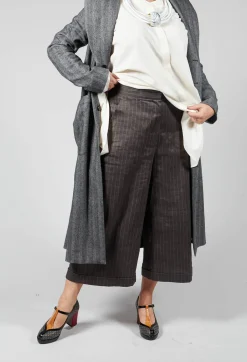 Cropped Wide Fit Striped Tailored Trousers in Balinese Fango
