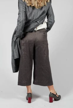 Cropped Wide Fit Striped Tailored Trousers in Balinese Fango