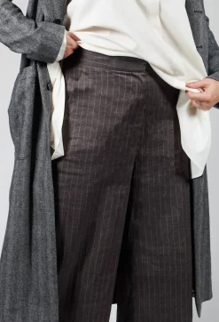 Cropped Wide Fit Striped Tailored Trousers in Balinese Fango