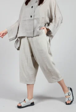 Cropped Wide Leg Trouser in Beige
