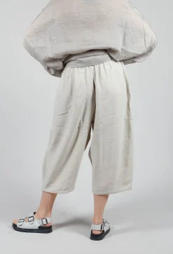 Cropped Wide Leg Trouser in Beige