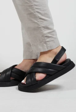 Cross Over Strap Sandals in Gasoline Nero