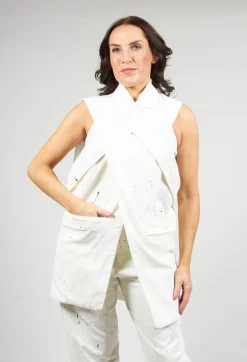 Crossed Gilet in White and Black Spots