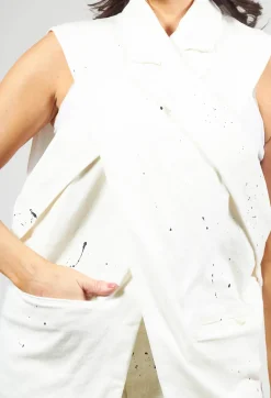 Crossed Gilet in White and Black Spots