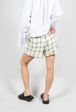 Cuffed Hem Shorts in Yellow and Blue Check