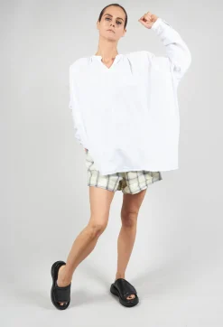 Cuffed Hem Shorts in Yellow and Blue Check