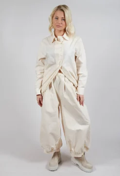 Cuffed Hem Trousers in Cream