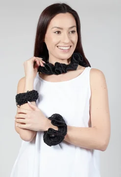 Curled Woven Necklace in Black