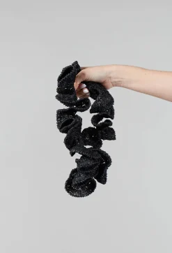 Curled Woven Necklace in Black