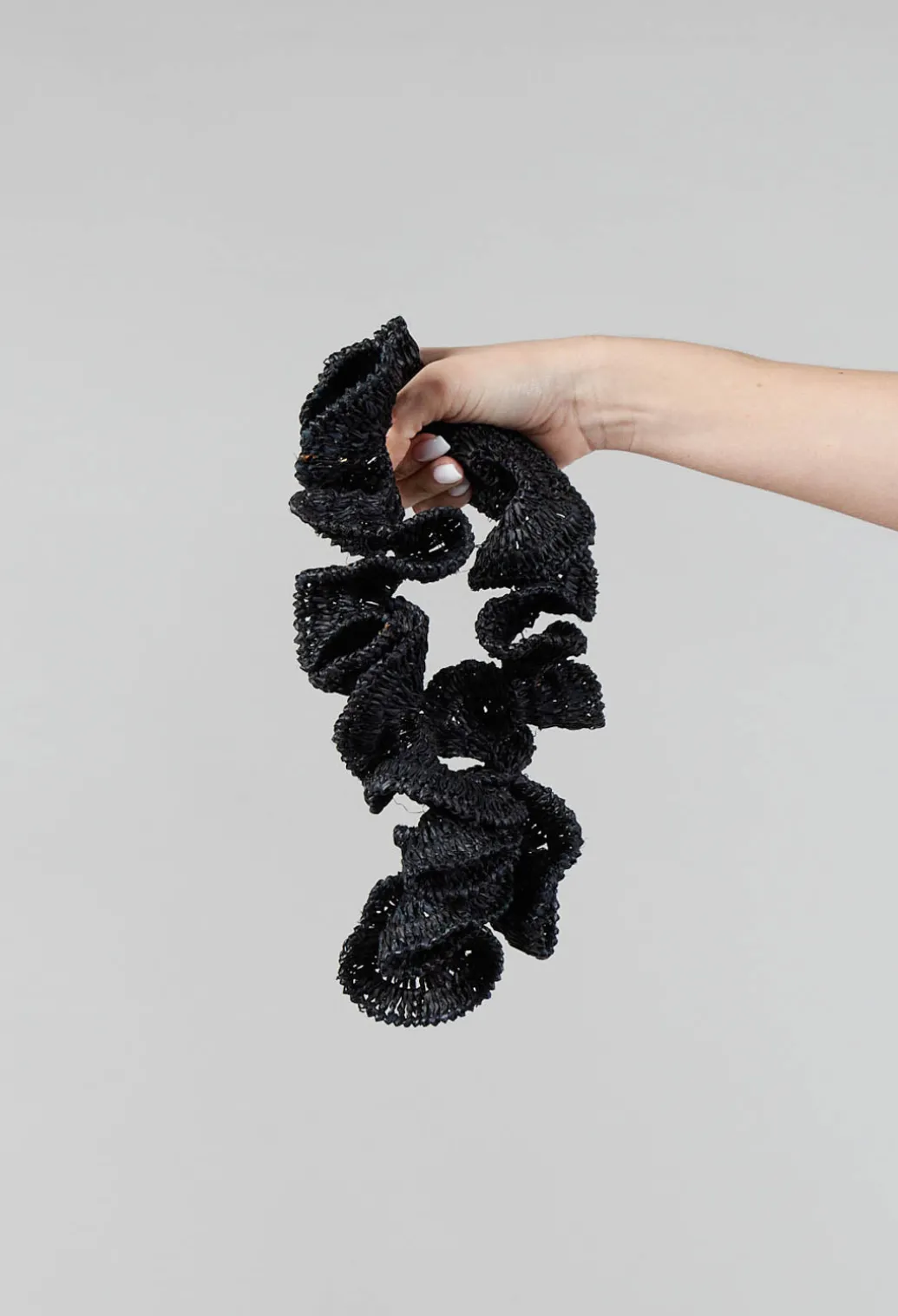 Curled Woven Necklace in Black