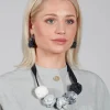 Curved Back Paper Mache Earrings in Nero