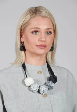 Curved Back Paper Mache Earrings in Nero