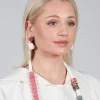 Curved Back Paper Mache Earrings in Bianco Red