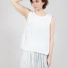Curved Sleeveless Top in Starwhite