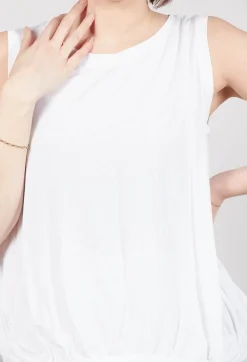 Curved Sleeveless Top in Starwhite