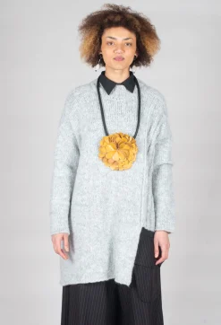 Cut Out Ribbed Jumper in Grey