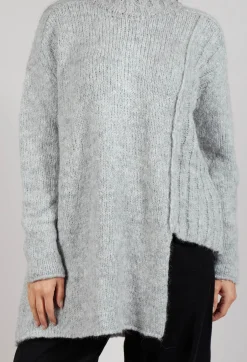 Cut Out Ribbed Jumper in Grey