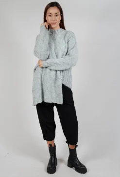 Cut Out Ribbed Jumper in Grey