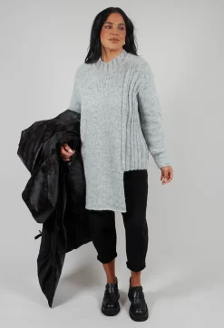 Cut Out Ribbed Jumper in Grey