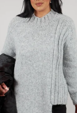 Cut Out Ribbed Jumper in Grey