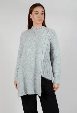 Cut Out Ribbed Jumper in Grey