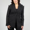 Cut Shoulder Padded Jacket in Black