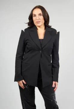Cut Shoulder Padded Jacket in Black