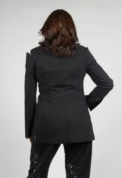 Cut Shoulder Padded Jacket in Black