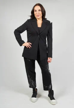 Cut Shoulder Padded Jacket in Black