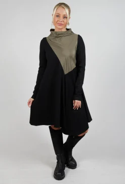 Cvek Dress in Black and Olive
