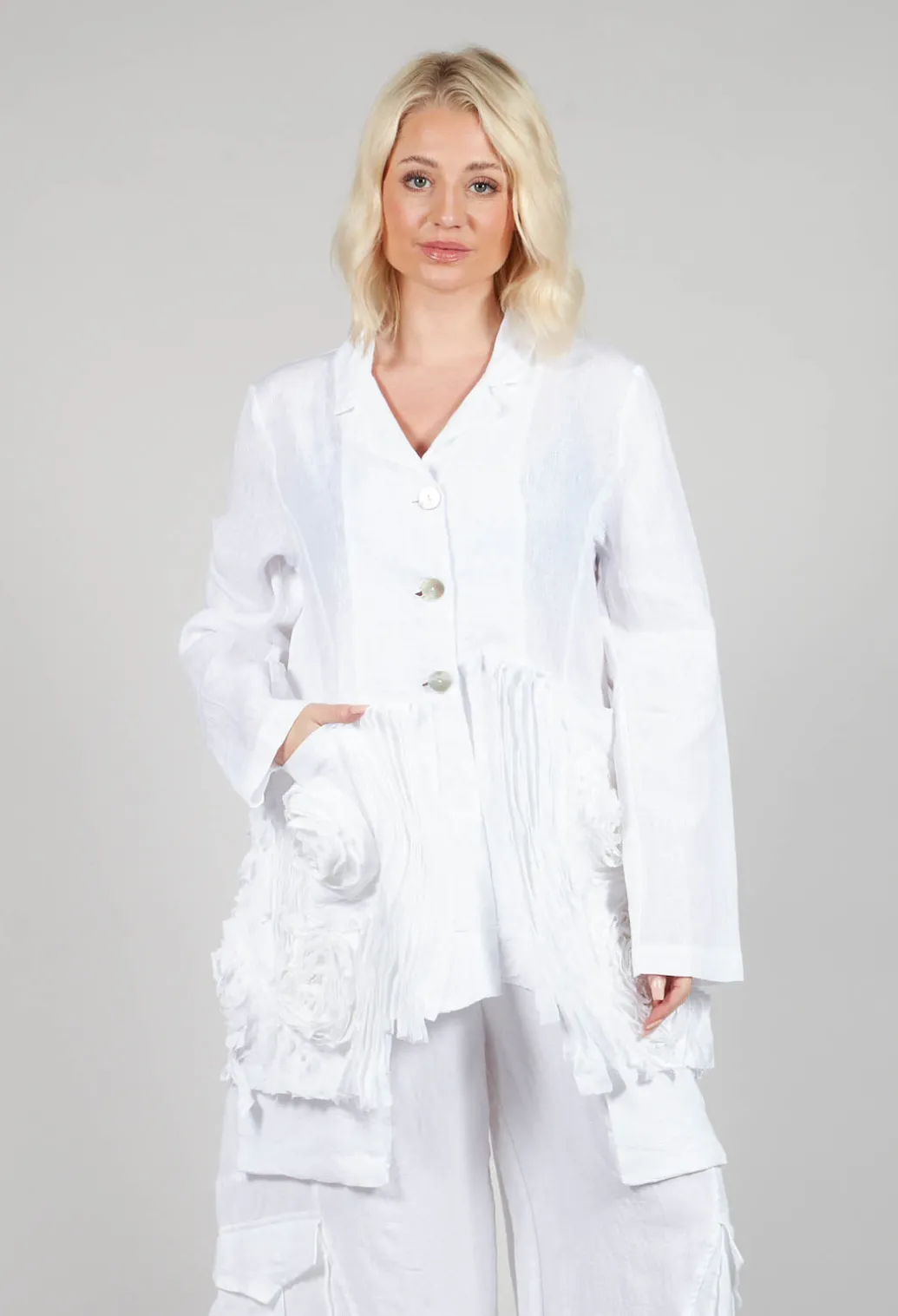 3D Floral Jacket in White